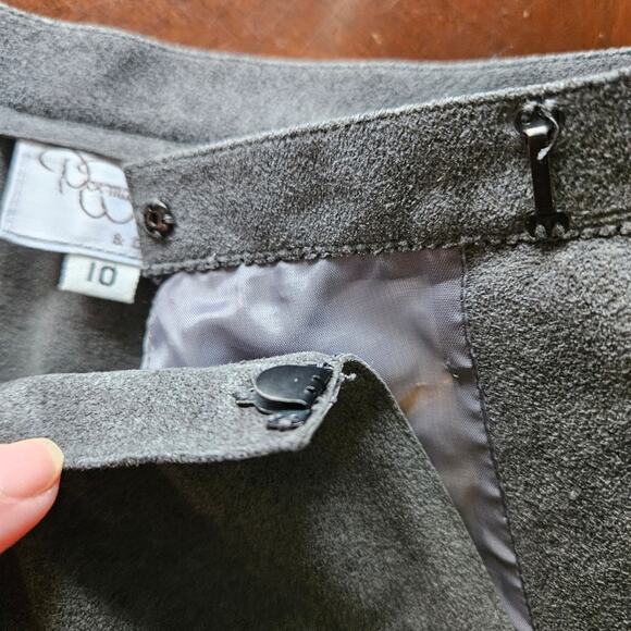 Vintage Norma Walters Gray Suede Ruched Waistband Midi Pocket Skirt Size 10 - Picture 6 of 7